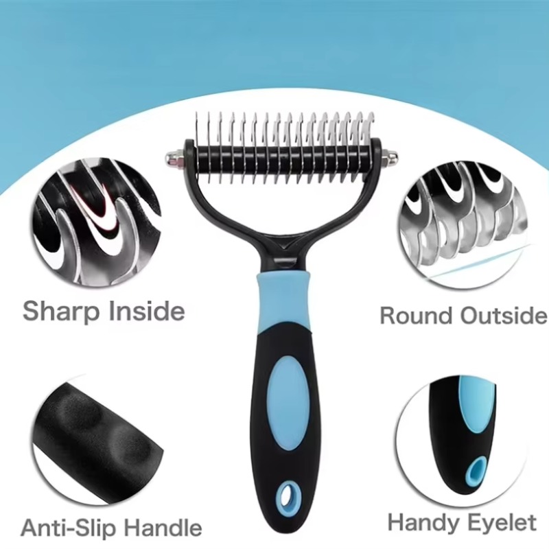Undercoat Rake Dematting Tool Dog Shedding - Professional Pet Deshedding Brush 2 Sided