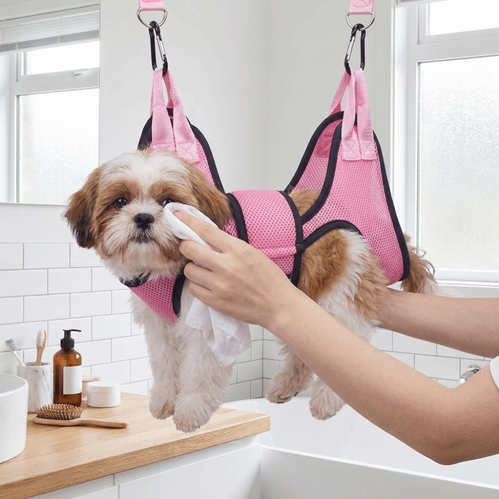 Pet Grooming Hammock Sling Restraint - Adjustable Dog Grooming Hammock Mesh Hanging