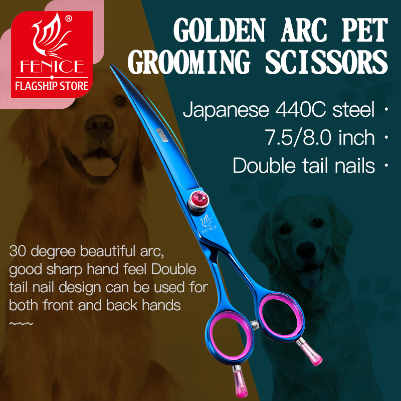 Professional Pet Grooming Scissors Curved - Fenice Professional Japan 440c 7.5 8.0