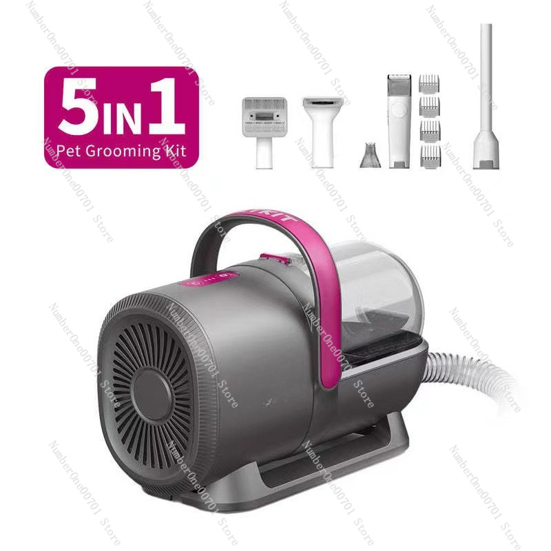 Pet Grooming Vacuum Suction Kit 5 In 1 - 5-in-1 Pet Grooming Vacuum Kit, Dog