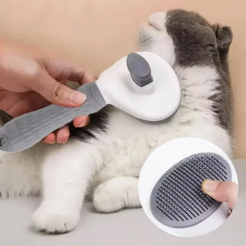 Slicker Brush Self Cleaning Pet Grooming - Self Cleaning Pet Slicker Brush for