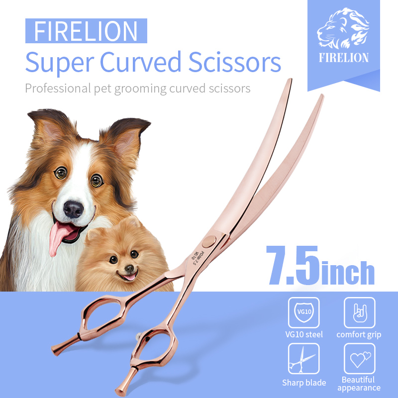 Professional Pet Grooming Scissors Curved - FIRELION Professional VG10 6.5/7.0/7.5 Inch Dog