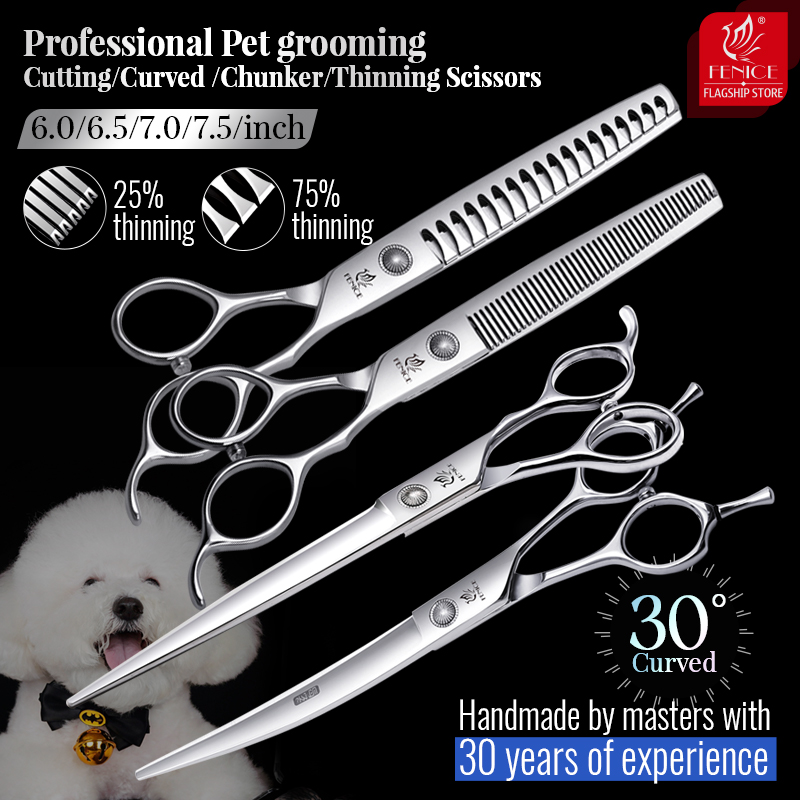 Professional Pet Grooming Scissors Curved - Fenice 6//6.5/7/7.5 Inch Professional Pet Dogs