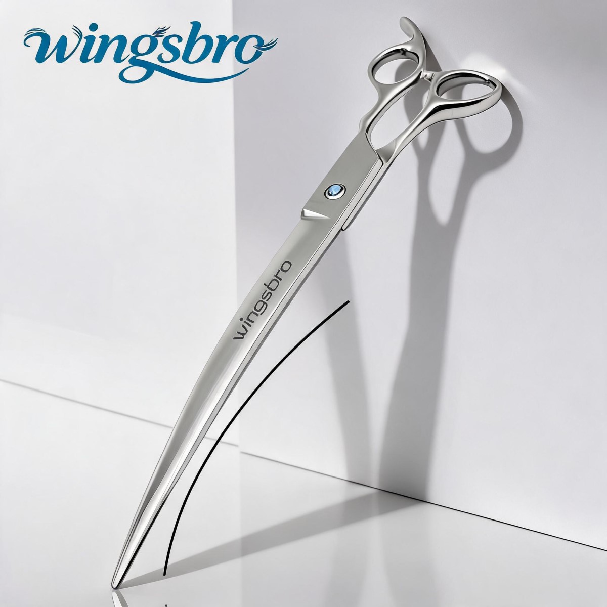 Professional Pet Grooming Scissors Curved - Wingsbro 9/8 Inch Pet Grooming Scissors,