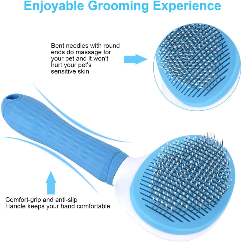 Self Cleaning Slicker Brush, D - Slicker Brush Self Cleaning Pet Grooming 评论和价格