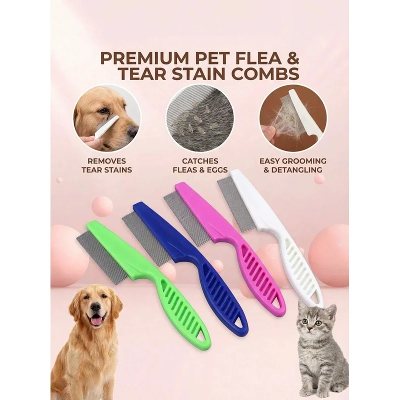Pet Tear Stain & Flea Comb Fin - Flea Comb Fine Tooth Pet Tear Stain 评论和价格