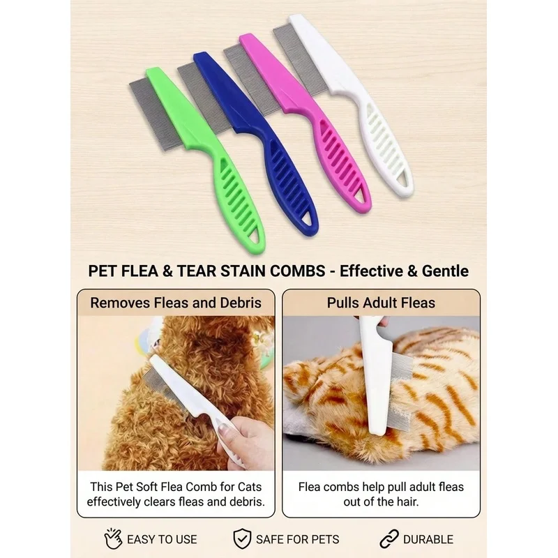 Pet Tear Stain & Flea Comb Fin - Flea Comb Fine Tooth Pet Tear Stain 评论和价格