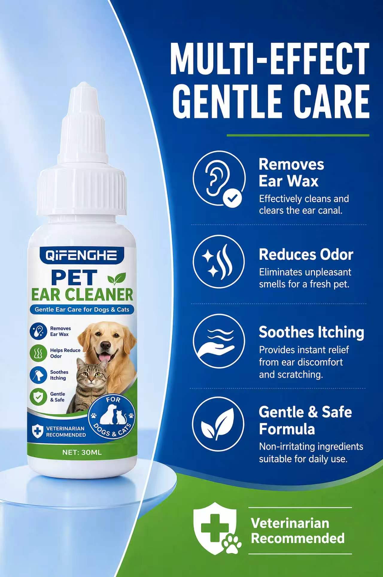 30ml Pet Ear Cleaner Drops for - Dog Ear Cleaner Solution Drops Wash 评论和价格