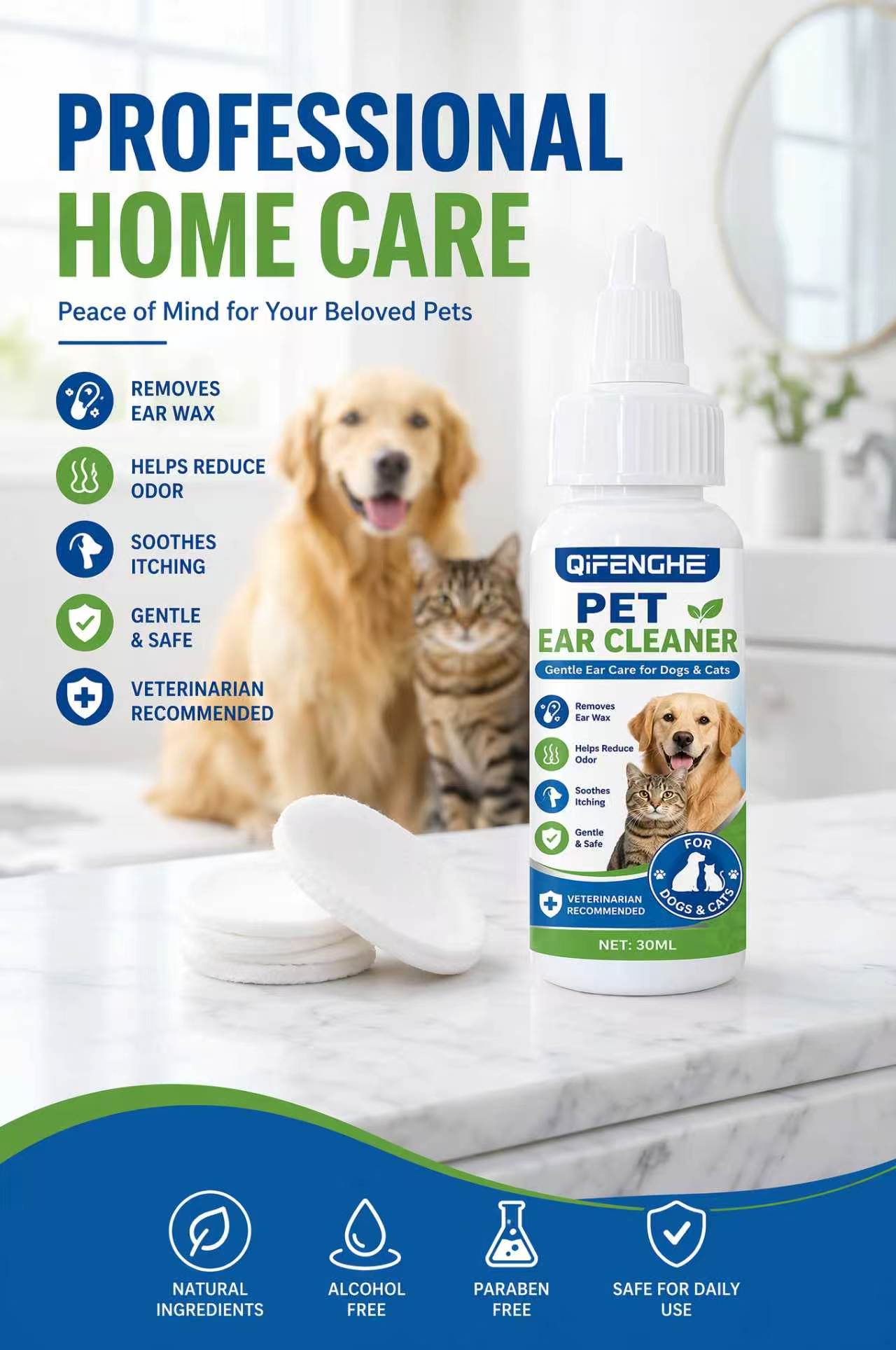 30ml Pet Ear Cleaner Drops for - Dog Ear Cleaner Solution Drops Wash 评论和价格