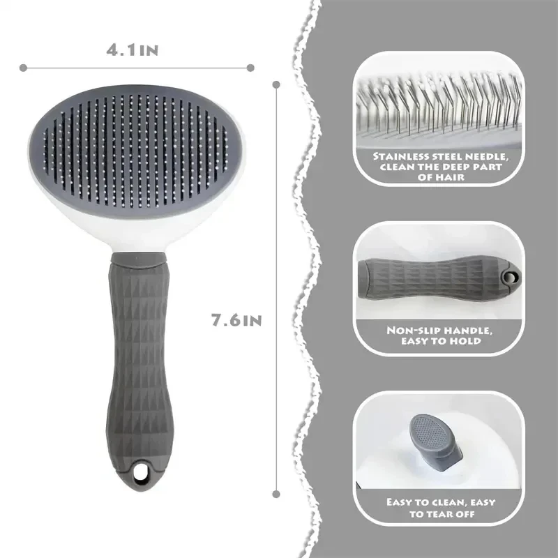 Self-Cleaning Pet Hair Removal - Slicker Brush Self Cleaning Pet Grooming 评论和价格