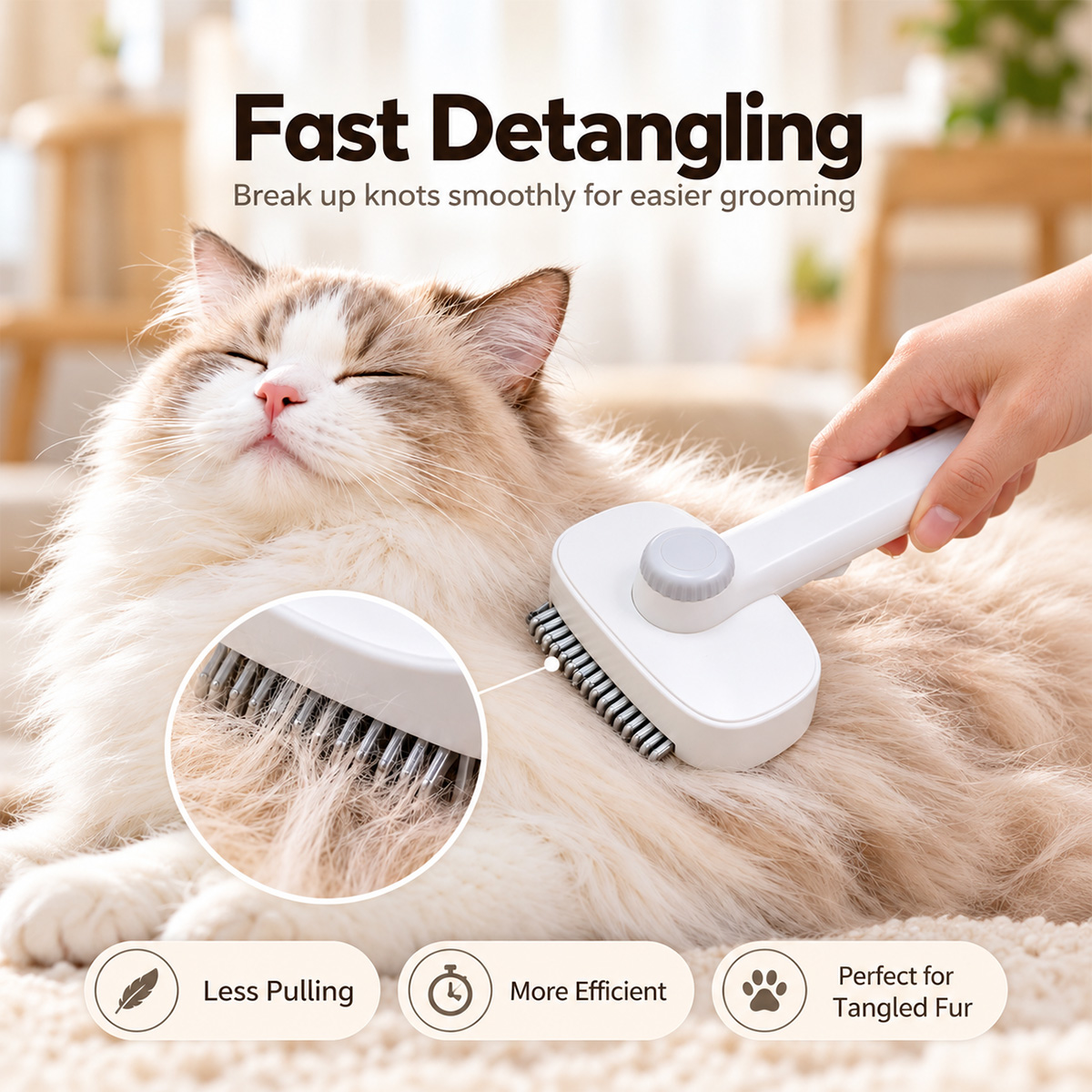 1pc 2 in 1 Pet Grooming Brush  - Slicker Brush Self Cleaning Pet Grooming 评论和价格