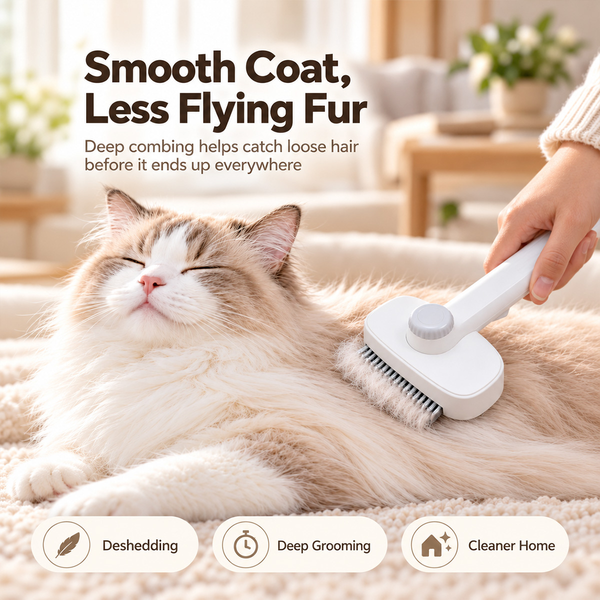 1pc 2 in 1 Pet Grooming Brush  - Slicker Brush Self Cleaning Pet Grooming 评论和价格
