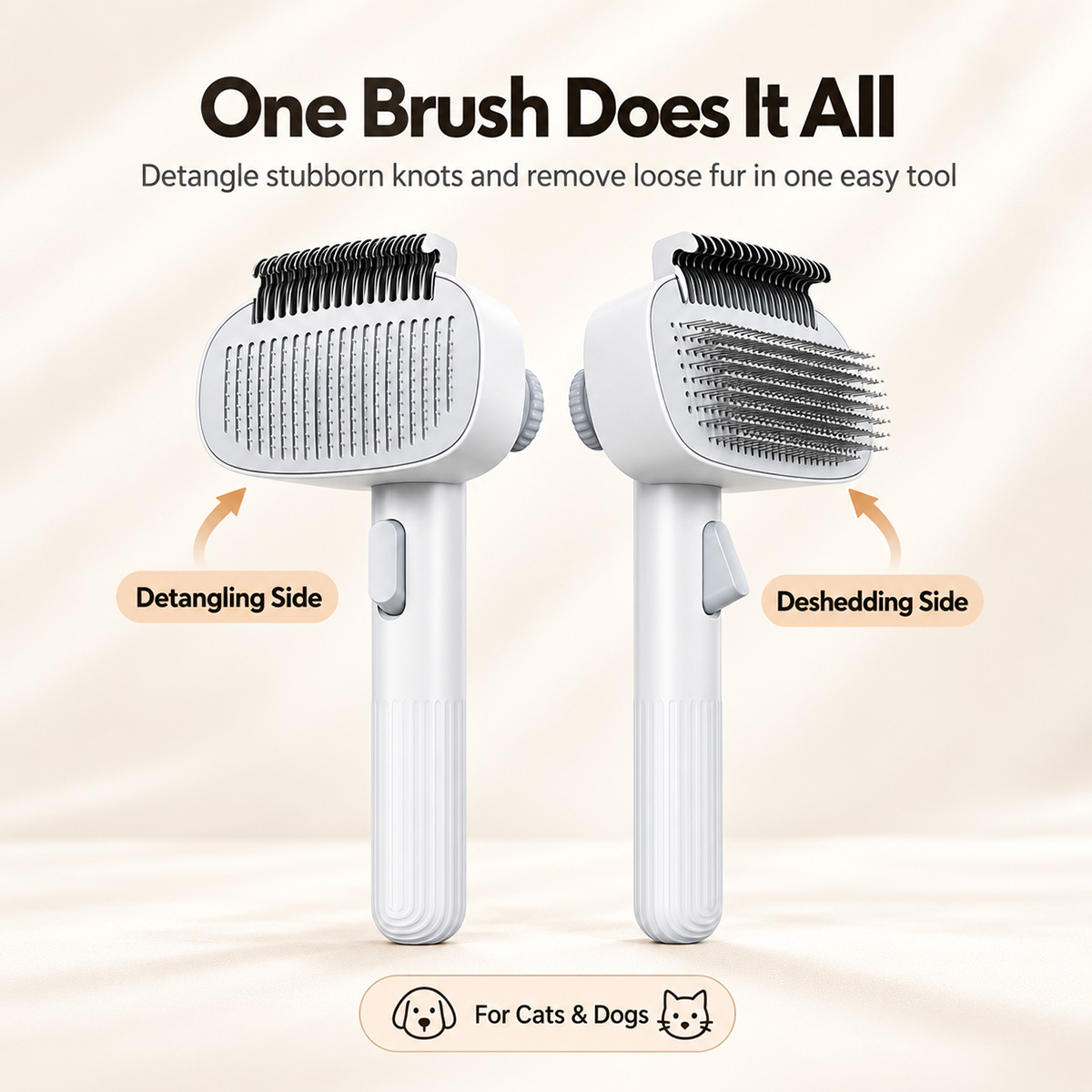 1pc 2 in 1 Pet Grooming Brush  - Slicker Brush Self Cleaning Pet Grooming 评论和价格