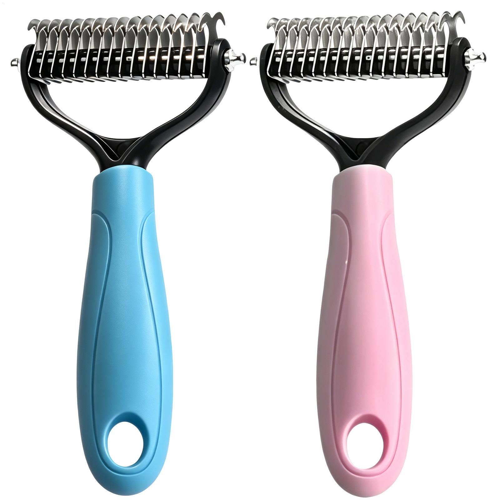 Double Sided Pet Deshedding Br - Undercoat Rake Dematting Tool Dog Shedding 评论和价格