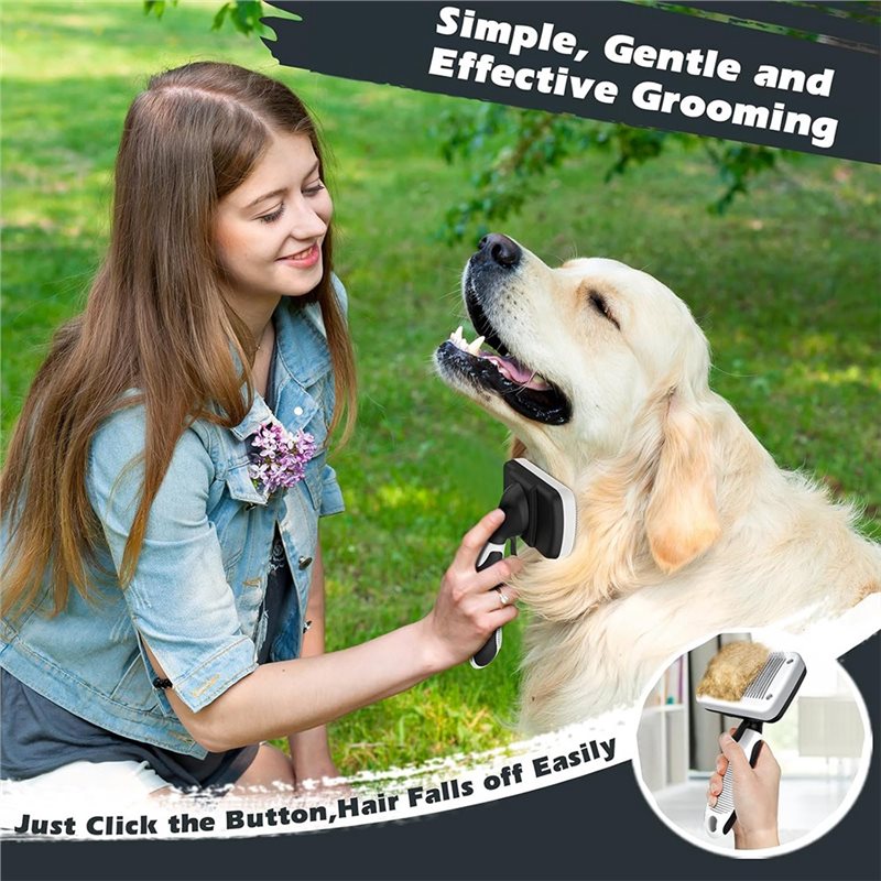 NEW HOT In Stock-Slicker Brush - Slicker Brush Self Cleaning Pet Grooming 评论和价格