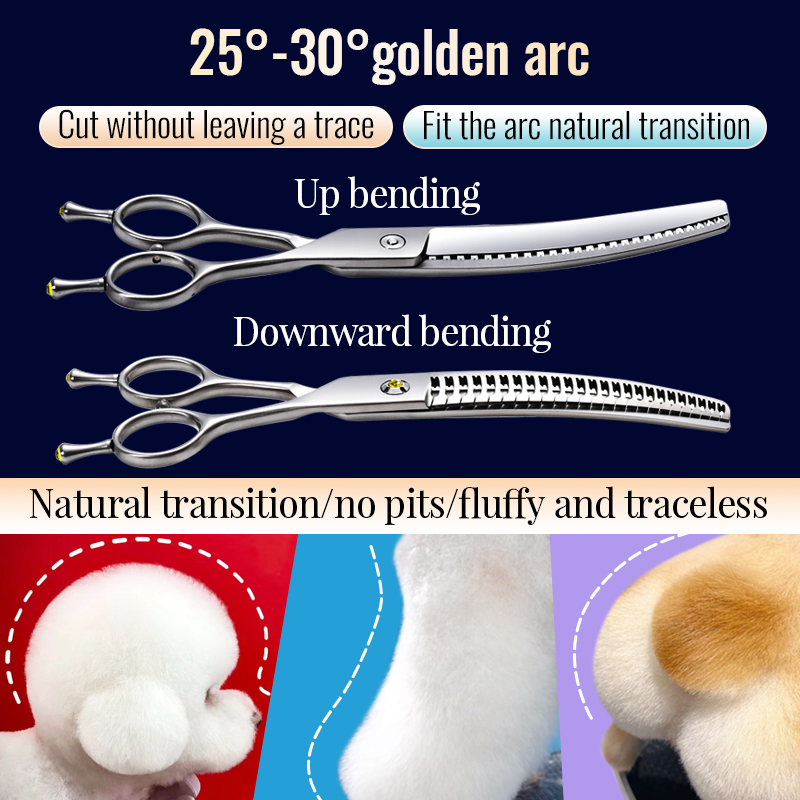 Fenice 7 inch VG10 Professiona - Professional Pet Grooming Scissors Curved 评论和价格