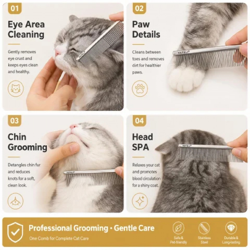 304 Stainless Steel Pet Groomi - Flea Comb Fine Tooth Pet Tear Stain 评论和价格