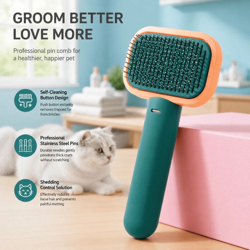 Self Cleaning Slicker Brush Pe - Slicker Brush Self Cleaning Pet Grooming 评论和价格