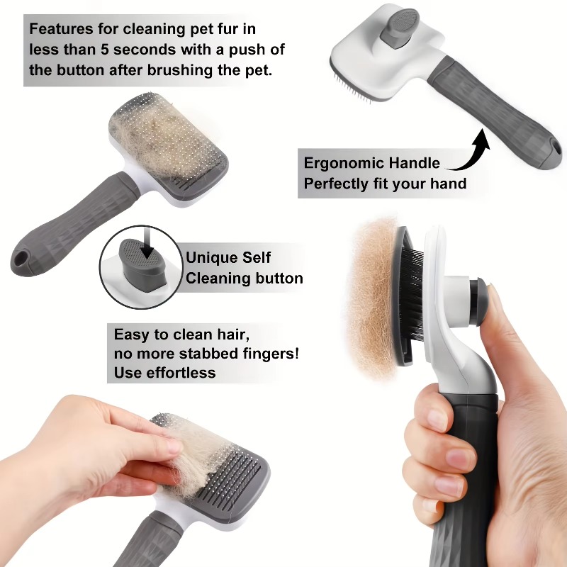Self Cleaning Pet Grooming Bru - Slicker Brush Self Cleaning Pet Grooming 评论和价格