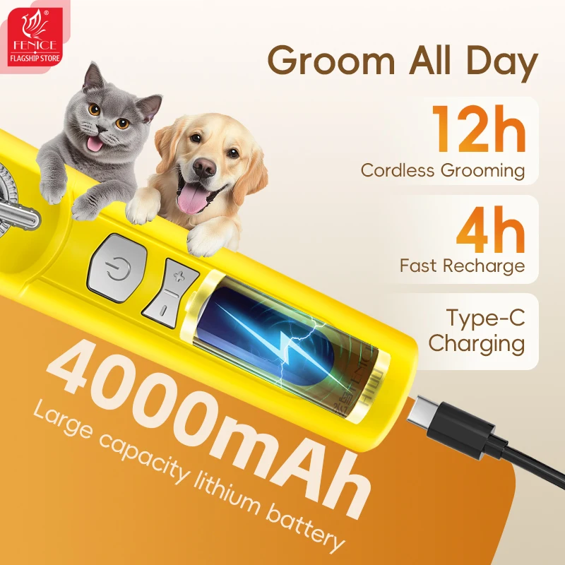 Fenice H100 Cordless Rechargea - Cordless Dog Clippers Low Noise Grooming 评论和价格