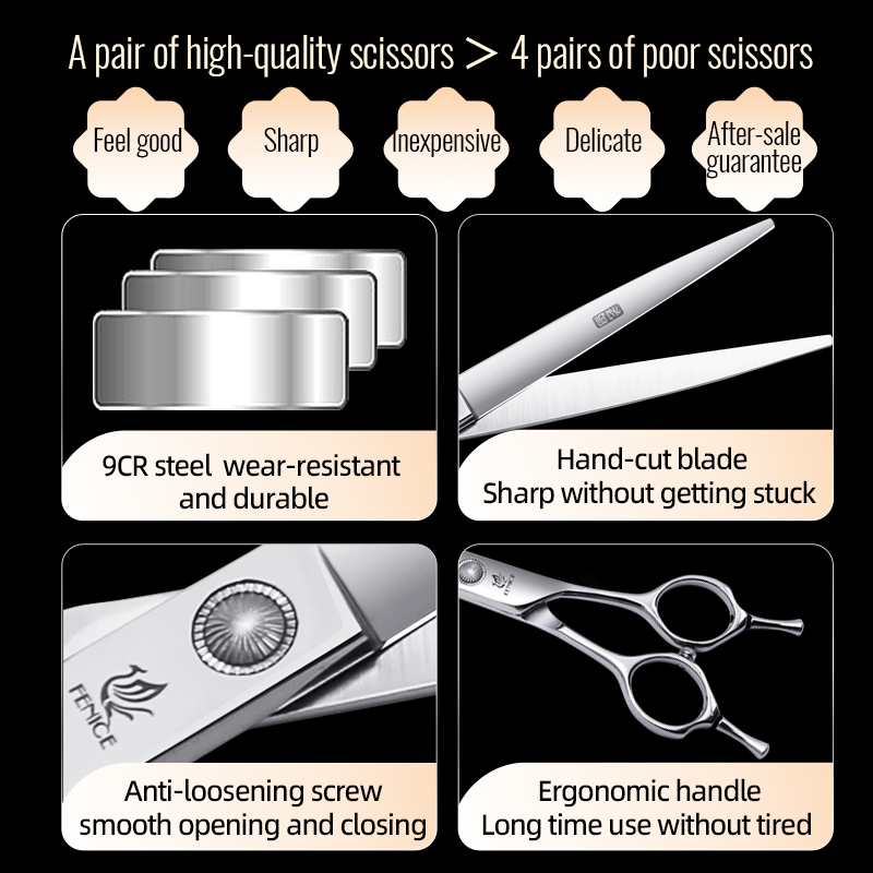 Fenice 6//6.5/7/7.5 Inch Profe - Professional Pet Grooming Scissors Curved 评论和价格