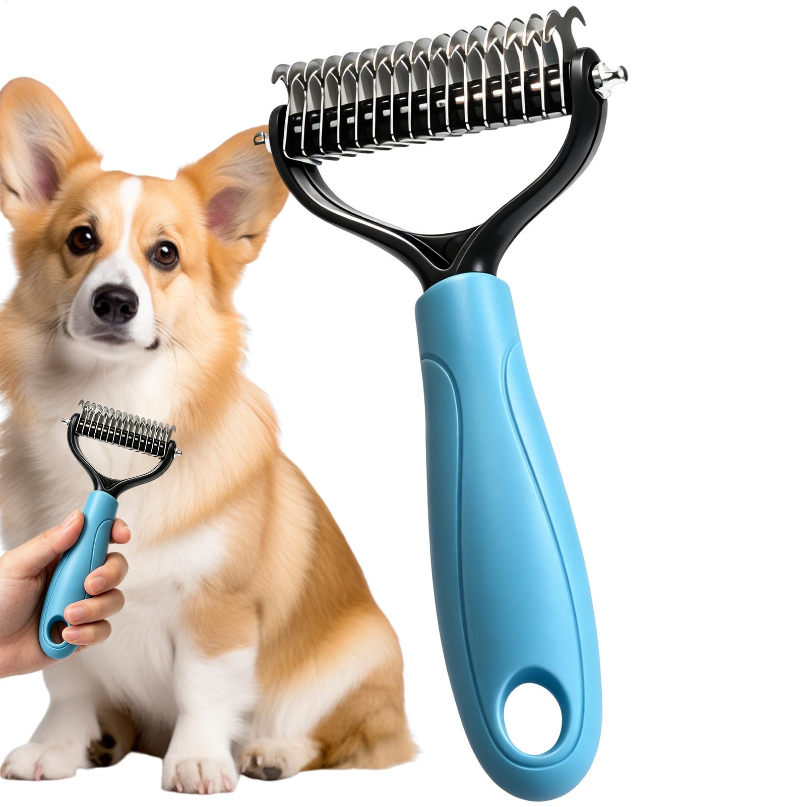 Double Sided Pet Deshedding Br - Undercoat Rake Dematting Tool Dog Shedding 评论和价格