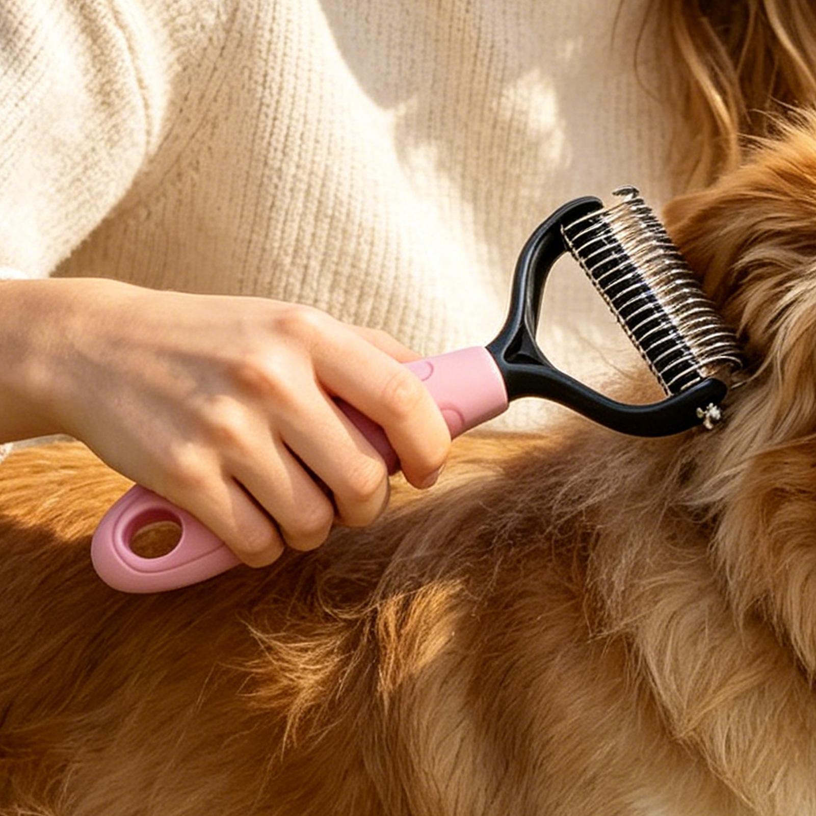 Double Sided Pet Deshedding Br - Undercoat Rake Dematting Tool Dog Shedding 评论和价格